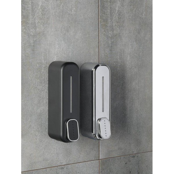 Hõbedane seinale paigaldatav plastikust seebidosaator 350 ml Aqualine Mullet - Sapho-image-1