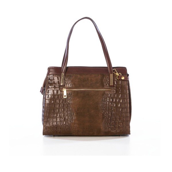 Kožená kabelka Croco Brown-image-3