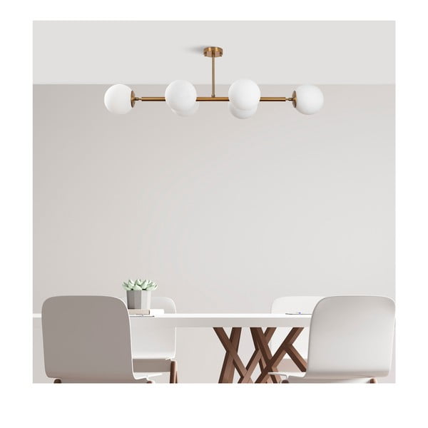 Valge-kuldne laevalgusti klaasist varjuga 40x110 cm Fazli - Opviq lights-image-2