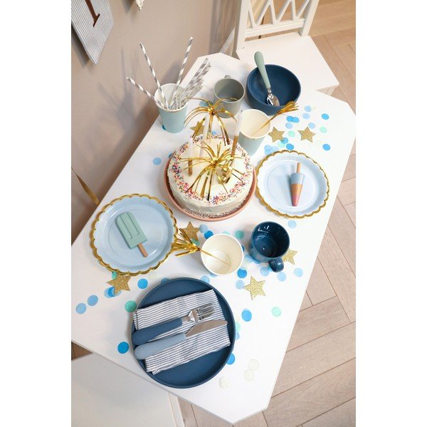 3-osaline roheline/sinine silikoonist laste söögiriistade komplekt Ocean Mix - Cam Cam Copenhagen-image-2