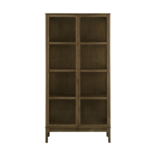 Tumepruun vitriinkapp tammepuust dekooriga 90x180x40 cm Zamora - House Nordic-image-2