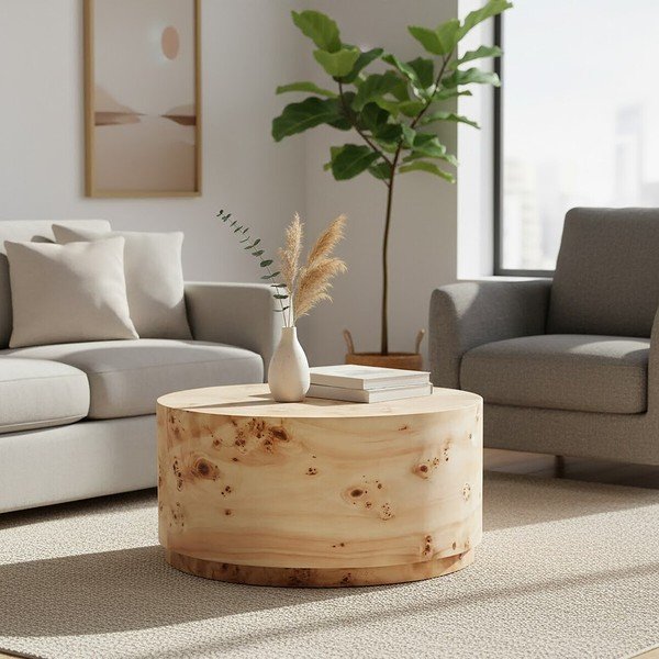 Ümmargune naturaalses värvitoonis kohvilaud, läbimõõduga 80 cm Mota - Premier Housewares-image-1