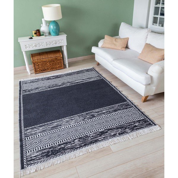 Must-valge puuvillane vaip , 120 x 180 cm Duo - Oyo home-image-1