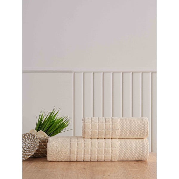 Valged puuvillased froteerätikud ja vannilinad 2tk komplektis Square - Mila Home-image-1