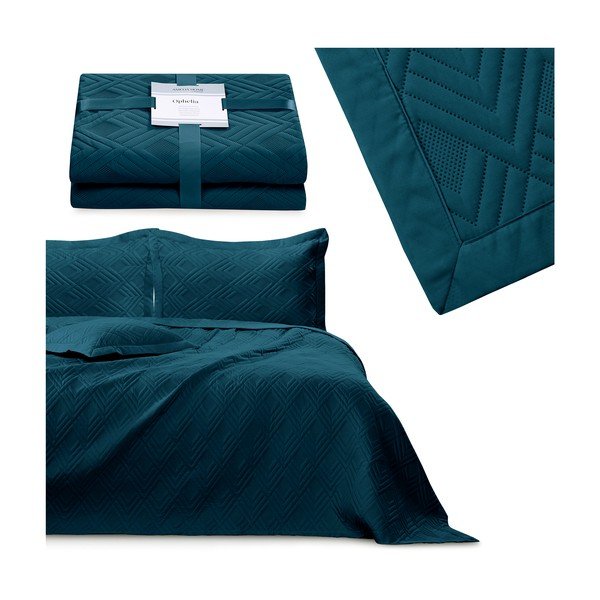 Tepitud mikrokiust voodikate petrooleumivärvis 220x240 cm Ophelia - Restilo-image-3