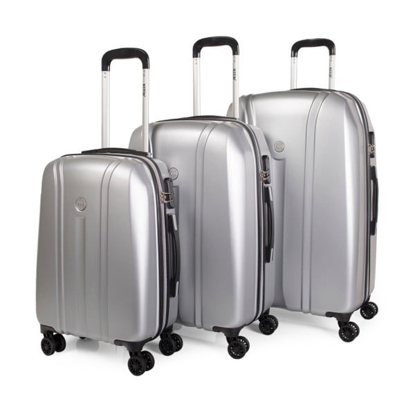 Sada 3 stříbrných cestovních kufrů na kolečkách Arsamar Thomas