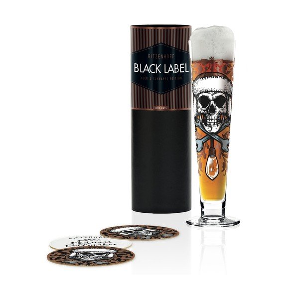 Set pivní sklenice z křišťálového skla a 5 podtácků Ritzenhoff Medusa Dollmaker, 385 ml-image-1