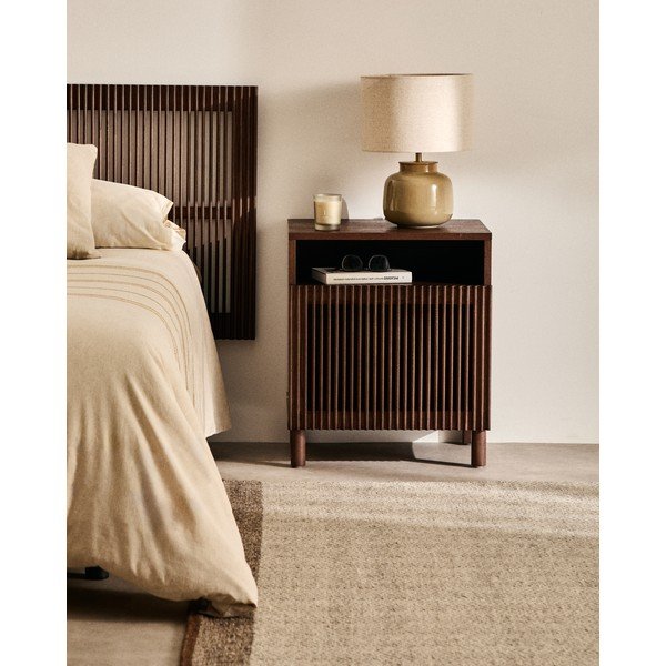 Tumepruun öökapp riiulitega Beyla - Kave Home-image-1