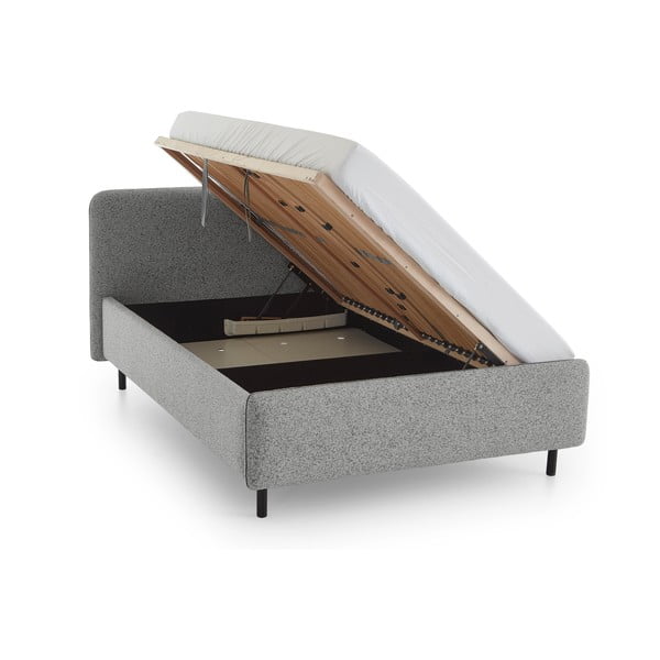 Helehall polsterdatud kaheinimesevoodi panipaigaga ja liistudest raamiga 160x200 cm Primo - Meise Möbel-image-3