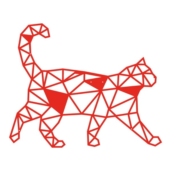 Červená kovová nástěnná dekorace Wall Decor Cat