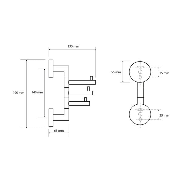 Hõbedane messingist seinale paigaldatav rätikuhoidja X-Round - Sapho-image-2