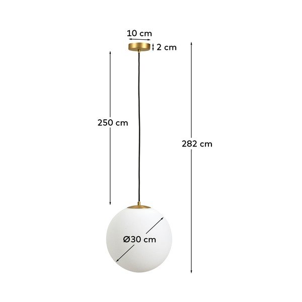 Valge/kuldne ripplamp klaasist varjuga ø 10 cm Brisia - Kave Home-image-3