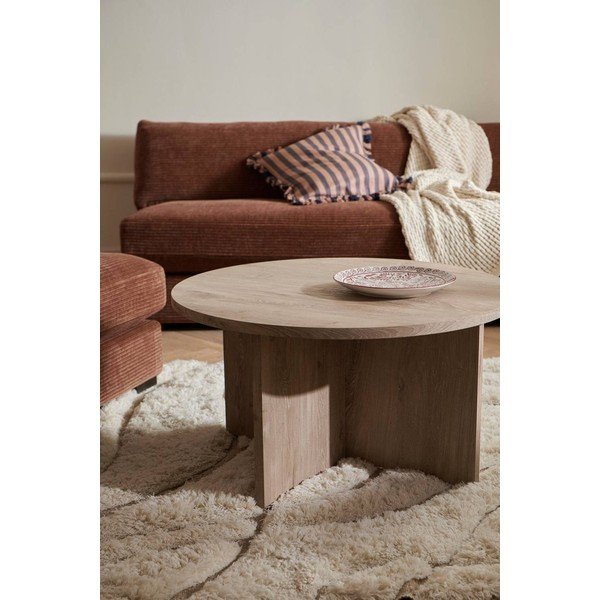 Ümmargune kohvilaud MDF-ist heledas naturaalses värvitoonis, läbimõõduga 85 cm Poppy - Ellos Home-image-1
