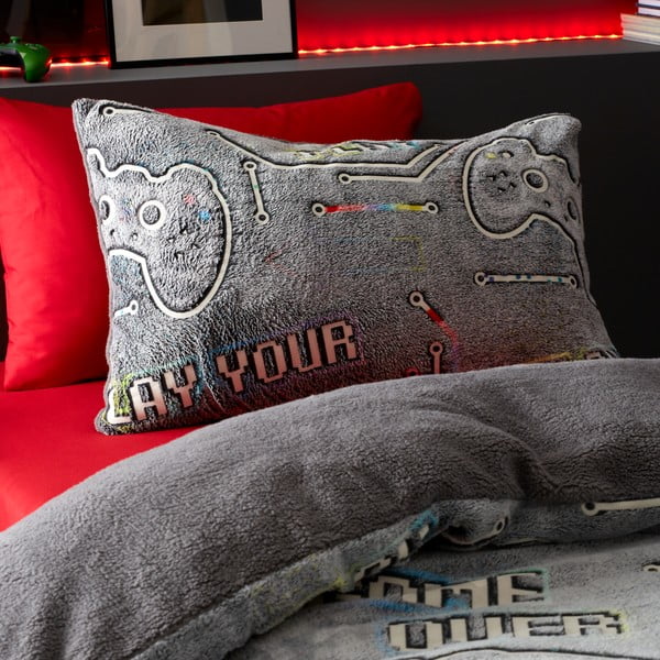 Mikroplüüsist helendava efektiga laste voodipesu 135x200 cm Game Over – Catherine Lansfield-image-1