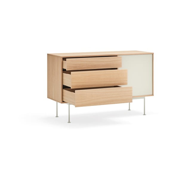 Tammepuuvineeriga kreemjas valge kapp , laius 128 cm Yoko - Teulat-image-3