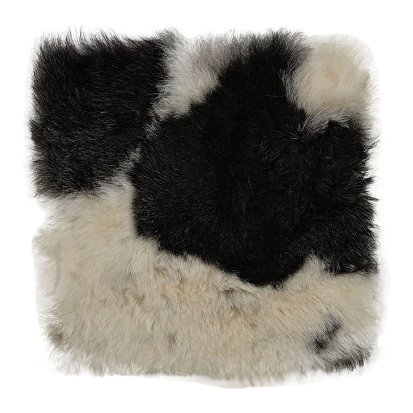Černobílý kožešinový podsedák s krátkým chlupem Arctic Fur Spotted, 37 x 37 cm