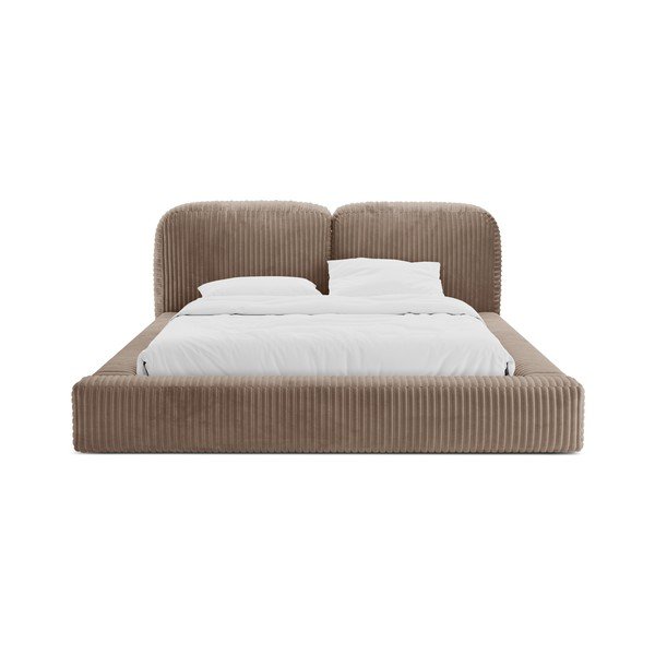 Pruun polsterdatud kaheinimesevoodi koos panipaiga ja voodipõhjaga 160x200 cm Martina - Micadoni-image-4