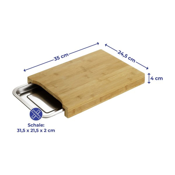 Bambusest lõikelaud koos roostevabast terasest kandikuga 24,5x35 cm - Maximex-image-2