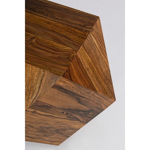 Tumeda naturaalse värvi massiivsest šišamipuidust kohvilaud 42x42 cm Egypt - Bizzotto-image-4
