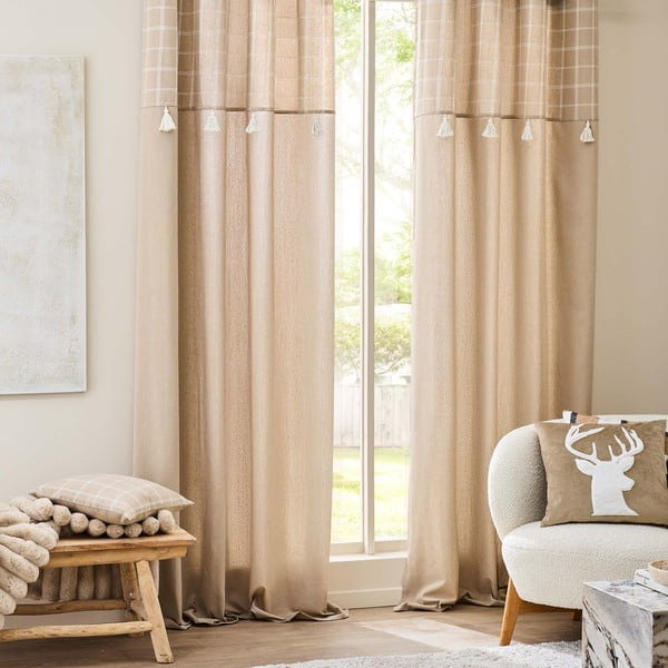 Pruun puuvillaseguga kardin 140x240 cm Everest - douceur d'intérieur-image-3