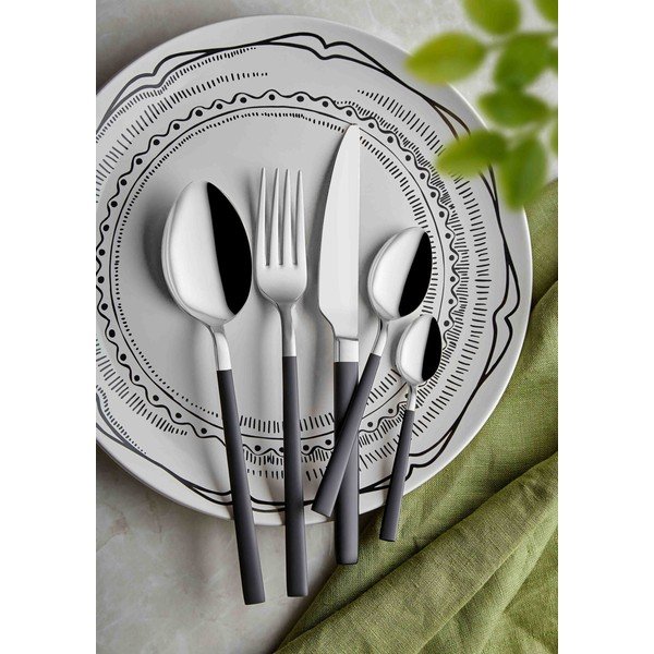 Roostevabast terasest söögiriistad musta-hõbedast värvi 24 tk - Hermia-image-1
