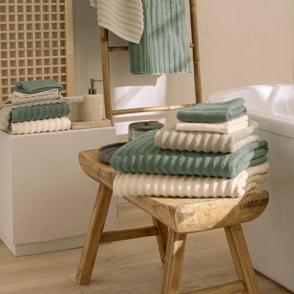 Kreemikas frotee-puuvillane rätik 50x90 cm Maya - douceur d'intérieur-image-1