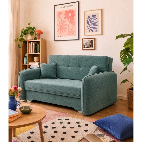 Roheline žinüüldiivan, muudetav/koos panipaigaga, 155 cm Laine – ELTAP-image-1