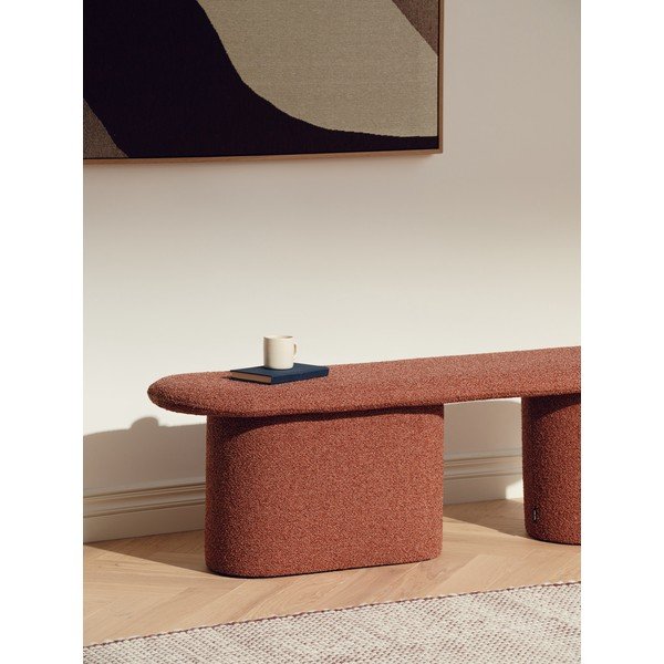 Polsterdatud pink, mis on valmistatud telliskivi värvi buklee kangast Rull - noo.ma-image-3