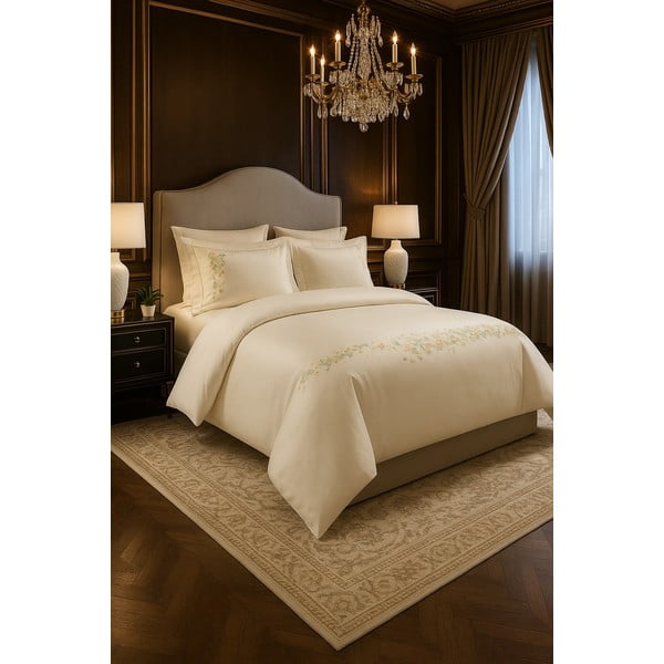 Kreem satiin-puuvillast voodipesu üheinimesevoodile 140x200 cm Maison Bloom - Mila Home Luxury-image-1