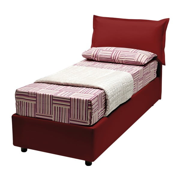 Červená  jednolůžková postel s potahem z eko kůže 13Casa Rose, 90 x 190 cm
