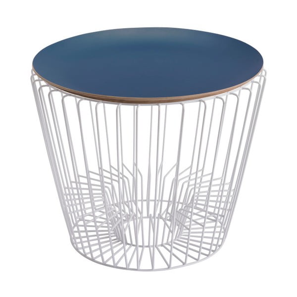 Odkládací stolek z lakovaného kovu s modrou deskou HARTÔ Ernest, Ø 50 cm