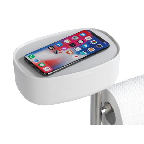 Roostevabast terasest harjaga tualettpaberihoidja valge-hõbedane Rivazza - Wenko-image-2