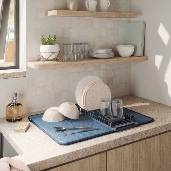 Sinine tekstiil nõudekuivatusrest 61x46 cm Udry – Umbra-image-1