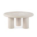 Kreem ümmargune kohvilaud kivist dekooriga ø 80 cm Iriel - MOME