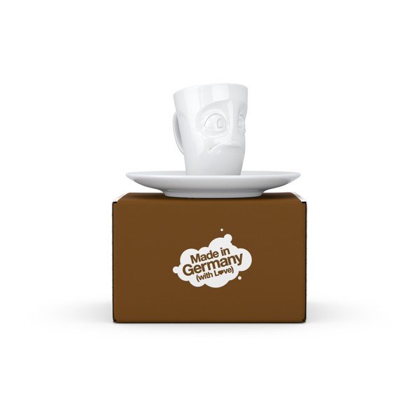 Valge pettunud portselanist espressotass koos taldrikuga , maht 80 ml - 58products-image-1