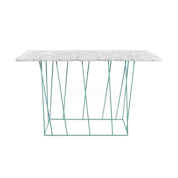 Bílý mramorový konzolový stolek se zelenými nohami TemaHome Helix
