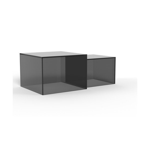 Hallid klaasist diivanilauad 2tk komplektis 50x50 cm Dice - Actona-image-4