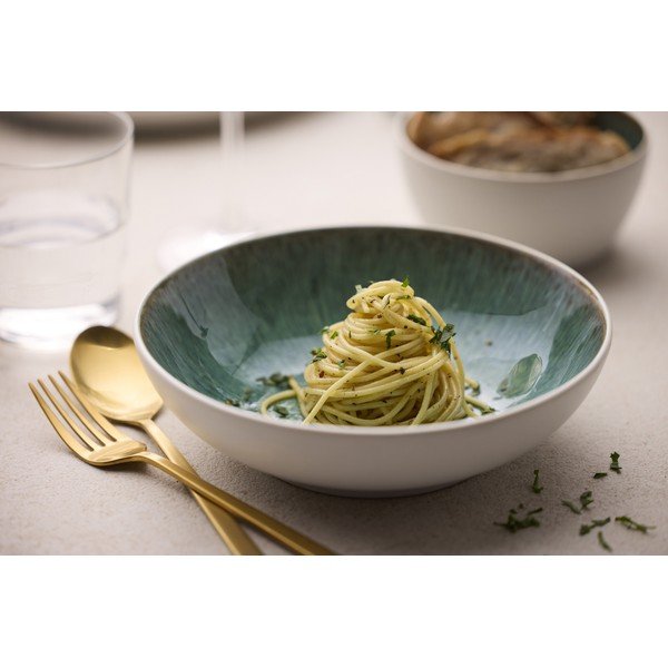 Valge/roheline kivikeraamikast kauss 900 ml White/Green - Bitz-image-3