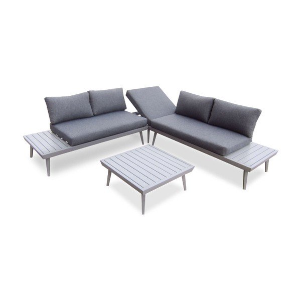 Set šedé zahradní sedačky a konferenčního stolku Bobochic Paris Vigo Gris