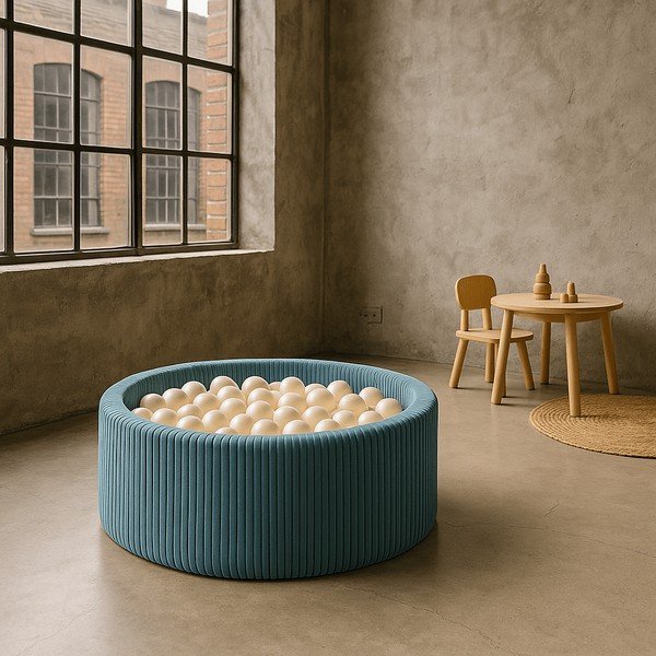 Türkiissinine velvetist pallibassein ø 90x30 cm Montessori - Meowbaby-image-1