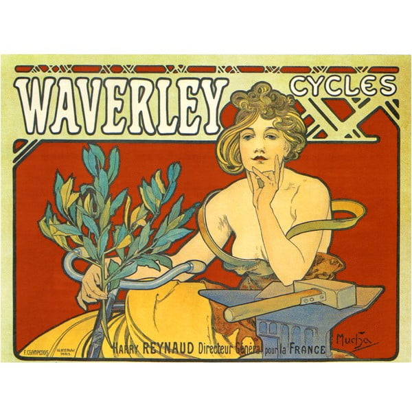 Obraz Waverley Cycles od Alfonse Muchy, 70x90 cm