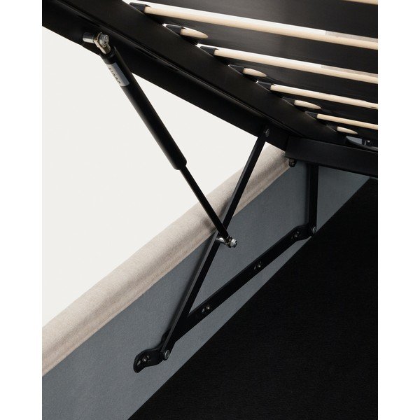 Beež polsterdatud kaheinimesevoodi šenillkangast panipaiga ja liistudest raamiga 180x200 cm Dafra - Kave Home-image-3