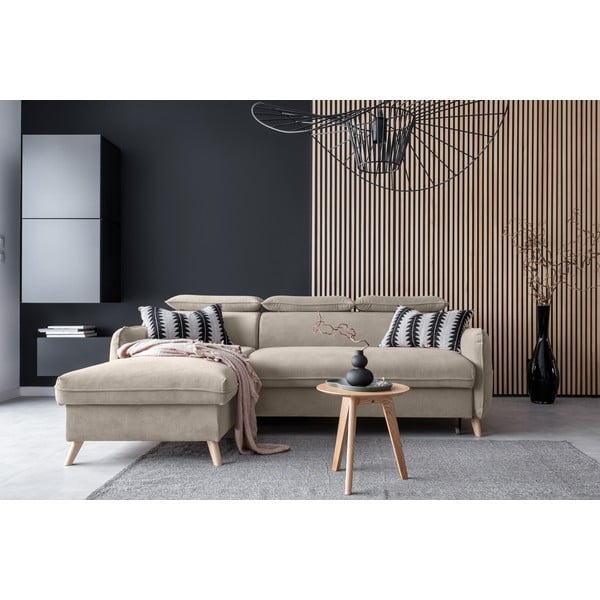 Beež sametist nurgadiivan (vasak nurk) Sweet Harmony - Miuform-image-1