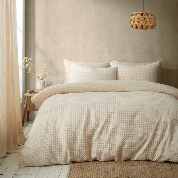 Beež voodipesu 200x200 cm Muscat Waffle - Pineapple Elephant-image-2