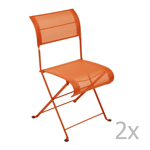 Sada 2 oranžových skládacích židlí Fermob Dune