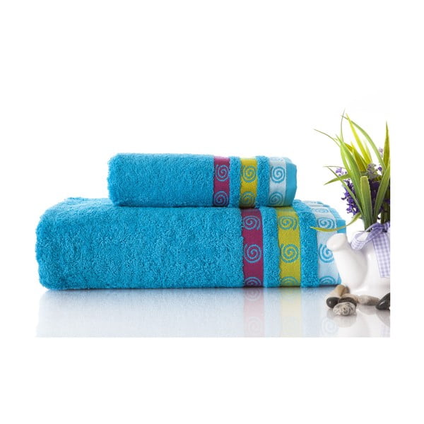 Set dvou ručníků Truva Turquoise, 90x150 a 50x90 cm