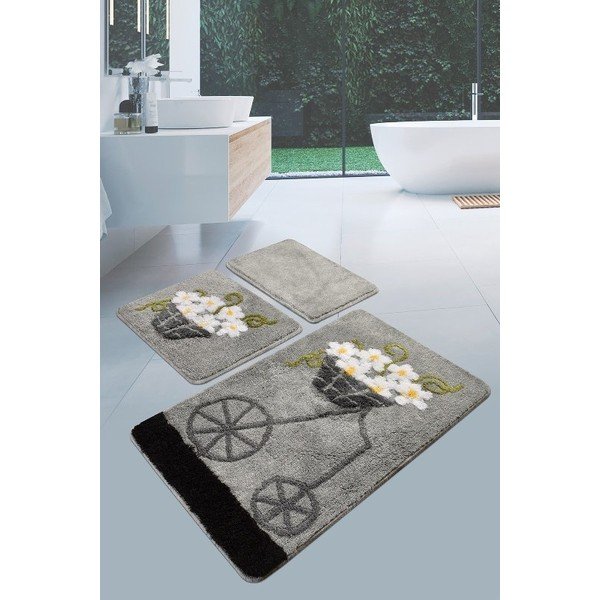 Sada 3 šedých koupelnových předložek Foutastic Alacati-image-1