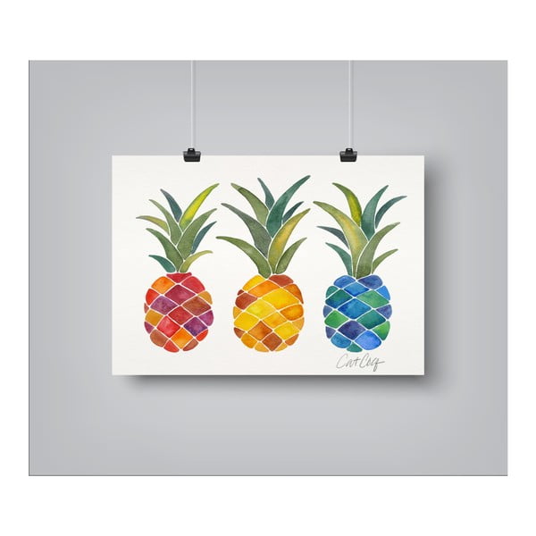 Plakát Americanflat Pineapples Rainbow by Cat Coquillette, 30 x 42 cm