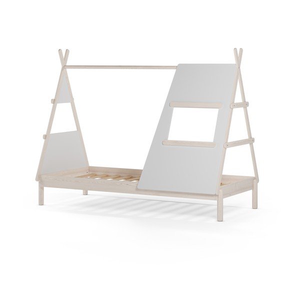 Kreemikas männipuidust lastevoodi liistudest raamiga 90x200 cm - Marckeric-image-4