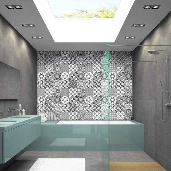 Sada 9 nástěnných samolepek Ambiance Wall Decal Tiles Azulejos Shades of Gray Sotchi, 15 x 15 cm-image-2